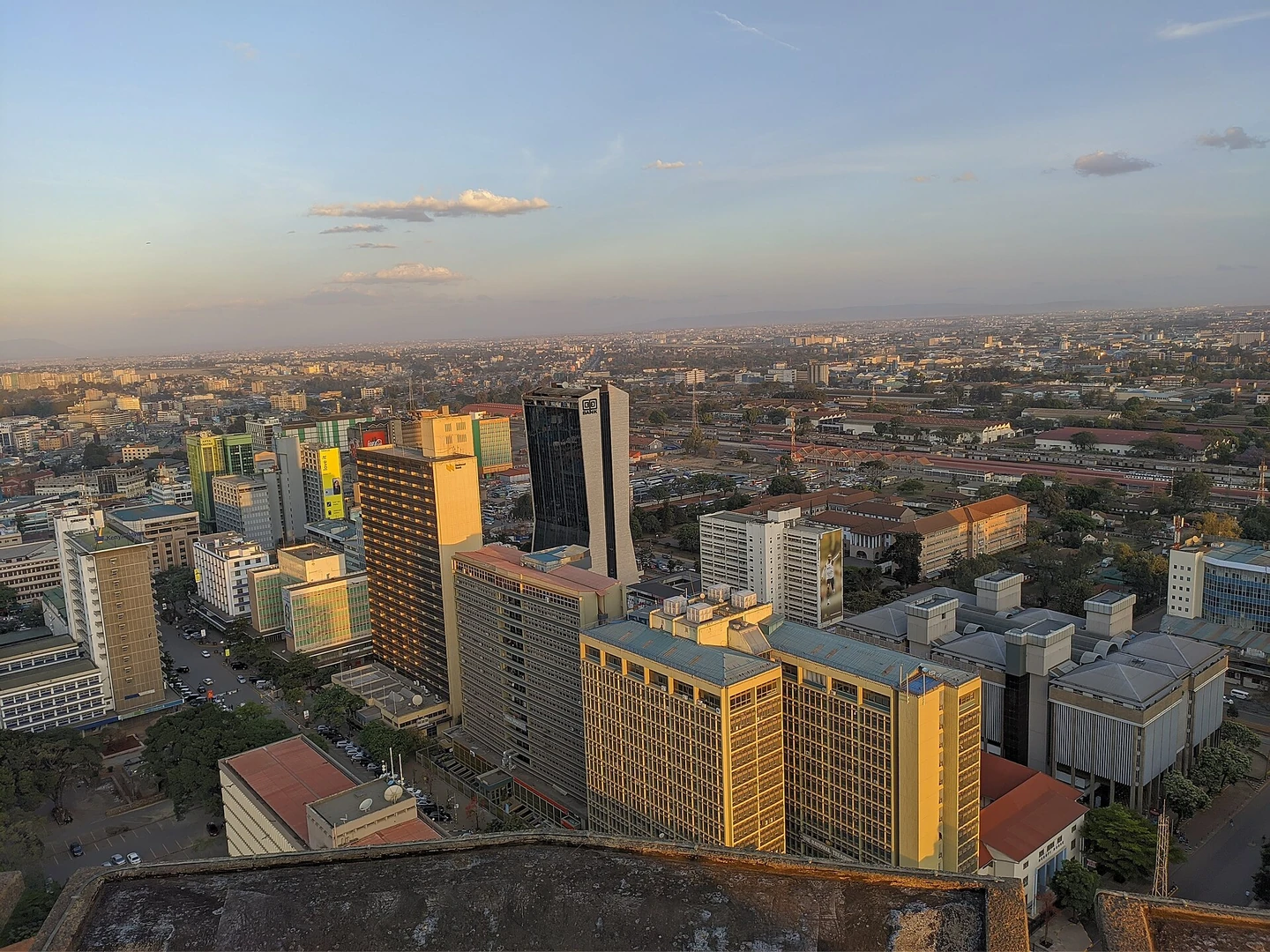 Nairobi skyline at golden hour